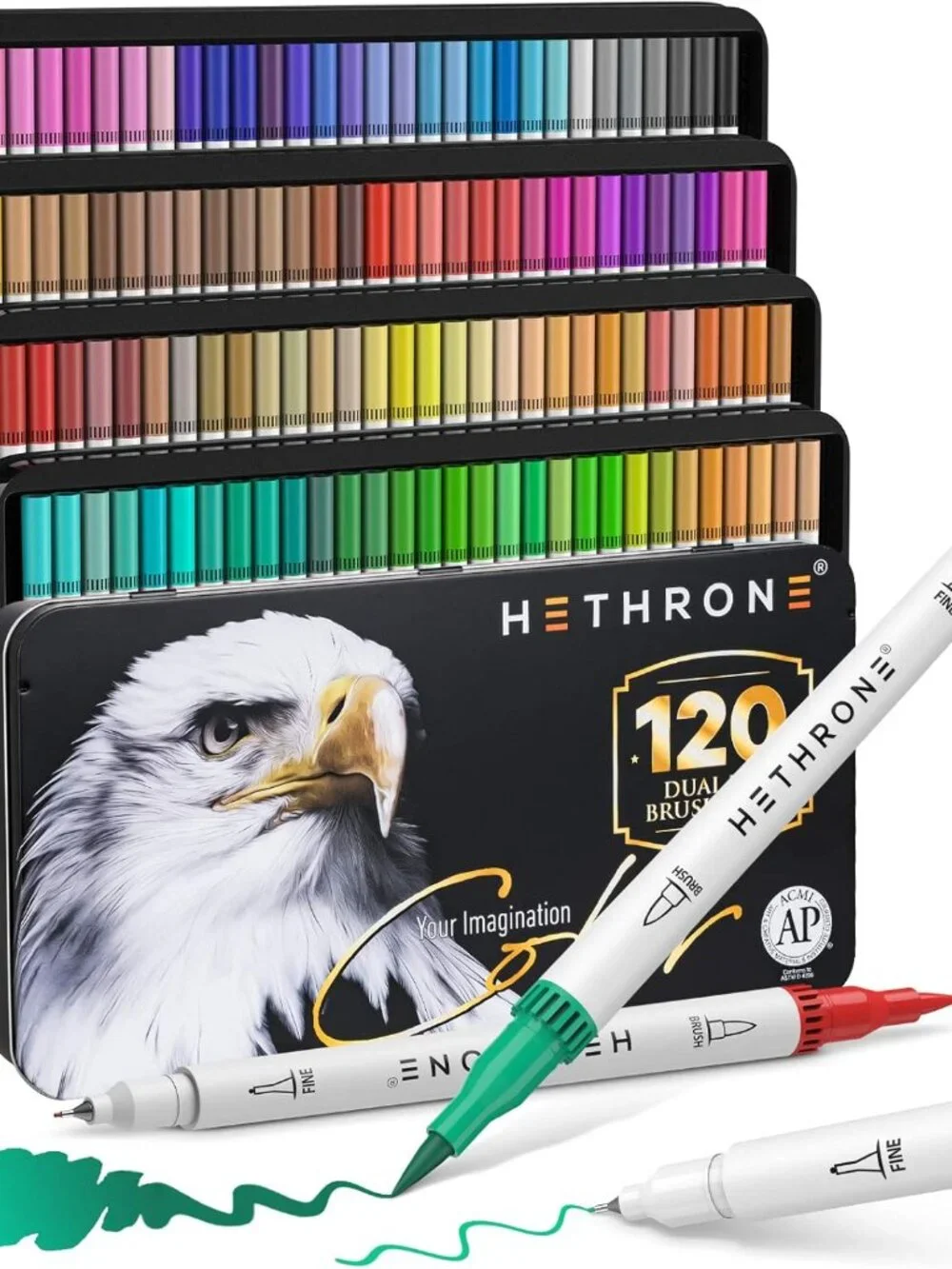 NEW 120 Colors Art Supplies Brush Markers Pens for Adult Coloring Books School D